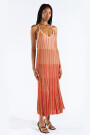 STRIPED LONG KNIT DRESS Fucsia