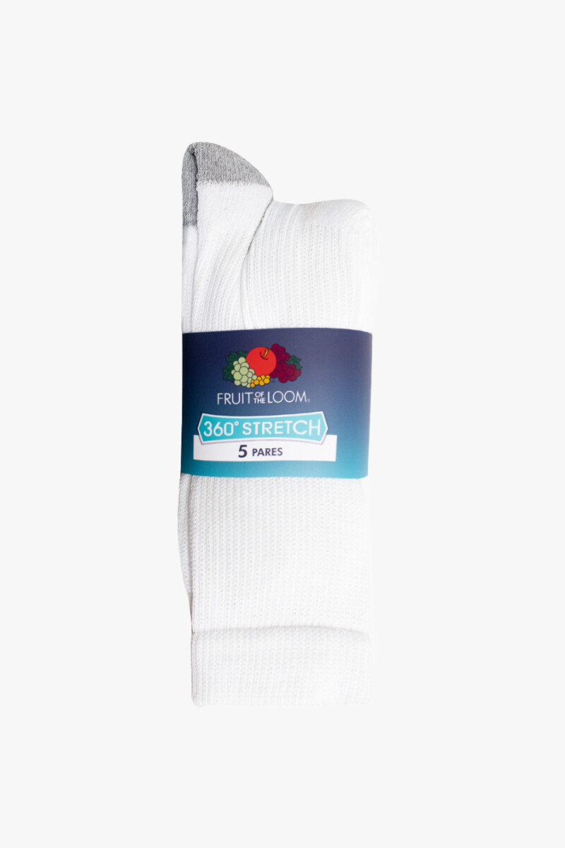 Pack x5 Medias afelpadas caña alta para caballero BLANCO