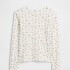 V-LS RIB TEE WHITE FLORAL PRINT