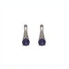 Caravanas Punto- Plata 925-Con Zirconia y Raíz de Zafiro-CA4043 conpiedra