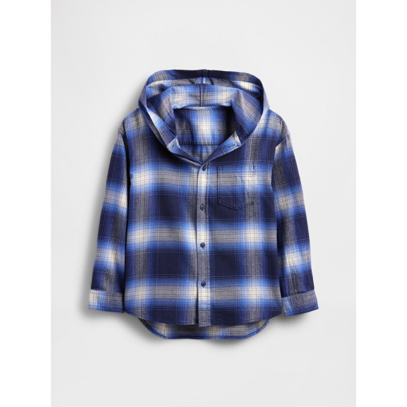 HOODED FLANNEL SHIRT BLUE PLAID