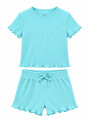 PIJAMA CONJUNTO SHORT Y REMERA CELESTE