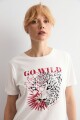 Remera animal print blanco