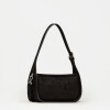 Cartera al hombro Leaf en efecto cuero gamuza Negro