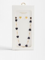 Set De Collar Con Pendientes Corazón - Acero Inoxidable azul