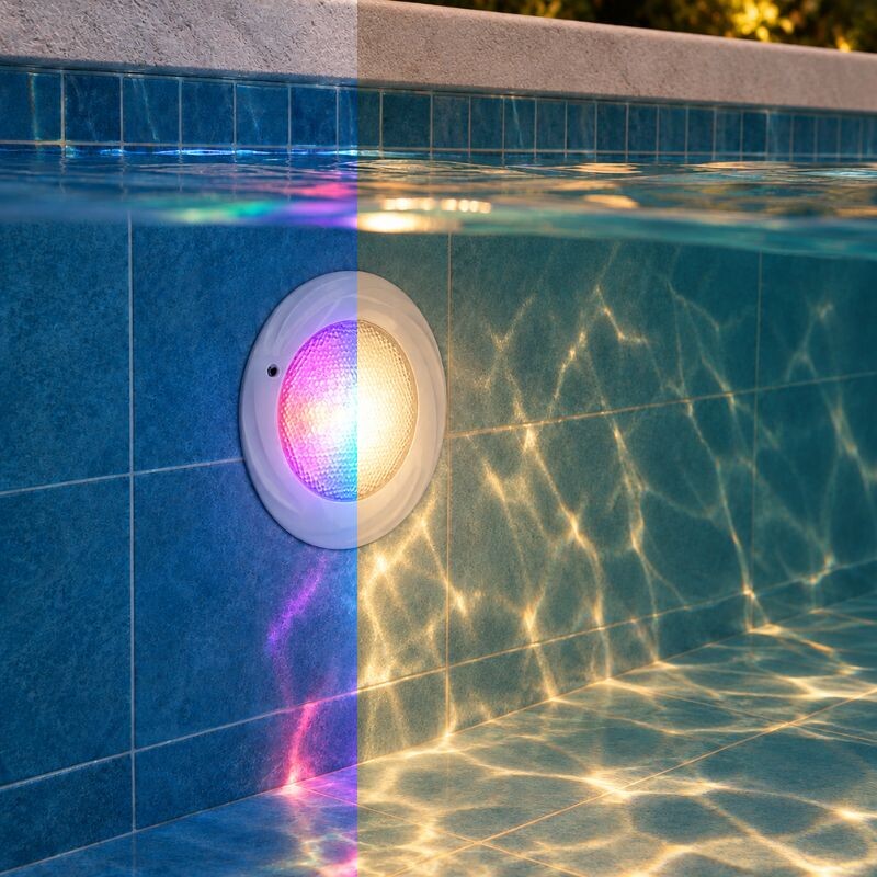 ARTEFACTO DE ADOSAR PARA PISCINA LED 18W RGB Luminaria LED RGB para Piscina de Adosar 18W 12V con Luz Cálida IP68