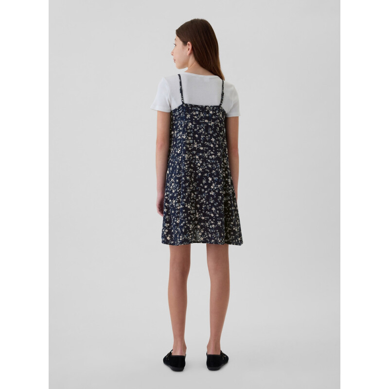 BTTN FRNT SLIP DRS SP NAVY WHT FLRL FA24