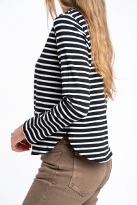 Remera Rayada Algodón Elastano Negro