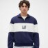 J - COLOR BLOCK LOGO HALF ZIP NEW NAVY
