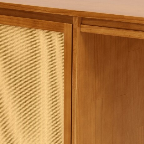 ESCRITORIO DE MADERA MACIZA CON PUERTA DE RATÁN Y ESTANTE INTERIOR ESCRITORIO DE MADERA MACIZA CON PUERTA DE RATÁN Y ESTANTE INTERIOR