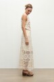 Falda tejida crochet beige melange