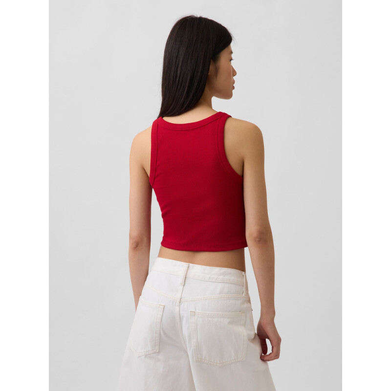 V-SL RIB 2X2 LOGO CROP TANK RED APPLE