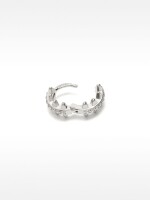 Pendiente Individual Con Circonitas Y Relieve - Plata De Ley 925 plateado