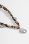 Collar tela dije sol acero plateado