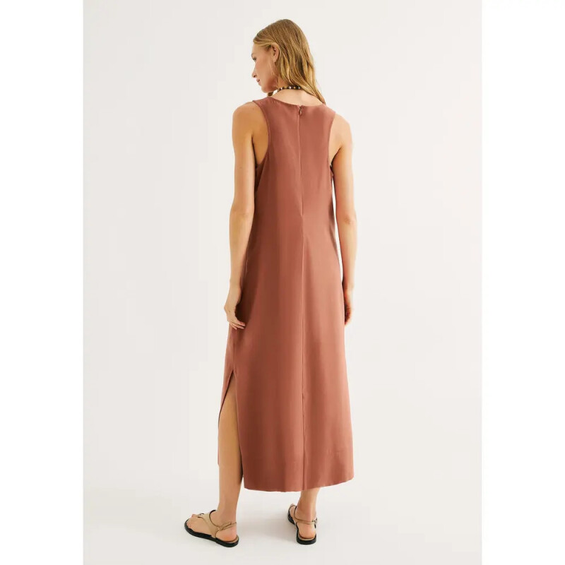 VESTIDO FEM MARROM MEDIO