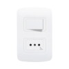 PLAQUETA 3 EN LINEA + INTERRUPTOR UNIPOLAR BLANCO MOLVENO Plaqueta 3 En Linea + Interruptor Unipolar Blanco Molveno