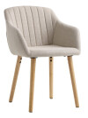 Silla de comedor ADSLEV tela beige/color roble Silla de comedor ADSLEV tela beige/color roble