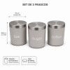 Set de 3 Frascos para Cocina de Plástico con Tapa de Metal Set de 3 Frascos para Cocina de Plástico con Tapa de Metal