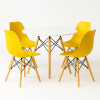 Juego de comedor Con Mesa Circular de 80cm + 4 Sillas Eames Amarillo/Blanco