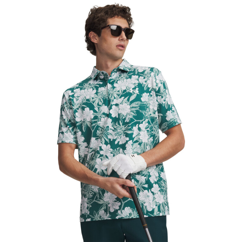 UA Matchplay Printed Polo-PNK GRN-338