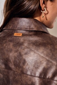 Campera Cuero Vegano Chocolate