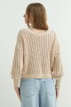 Sweater escote V calado BEIGE