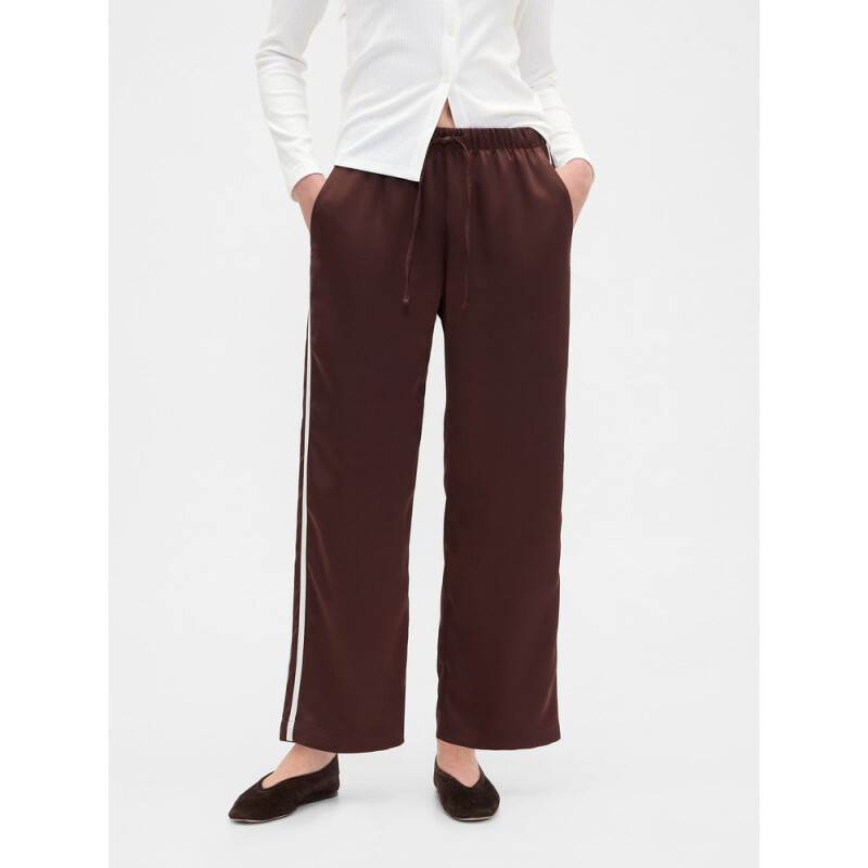V-SATIN STRAIGHT PO SIDE STRIPE DARK BROWN 1