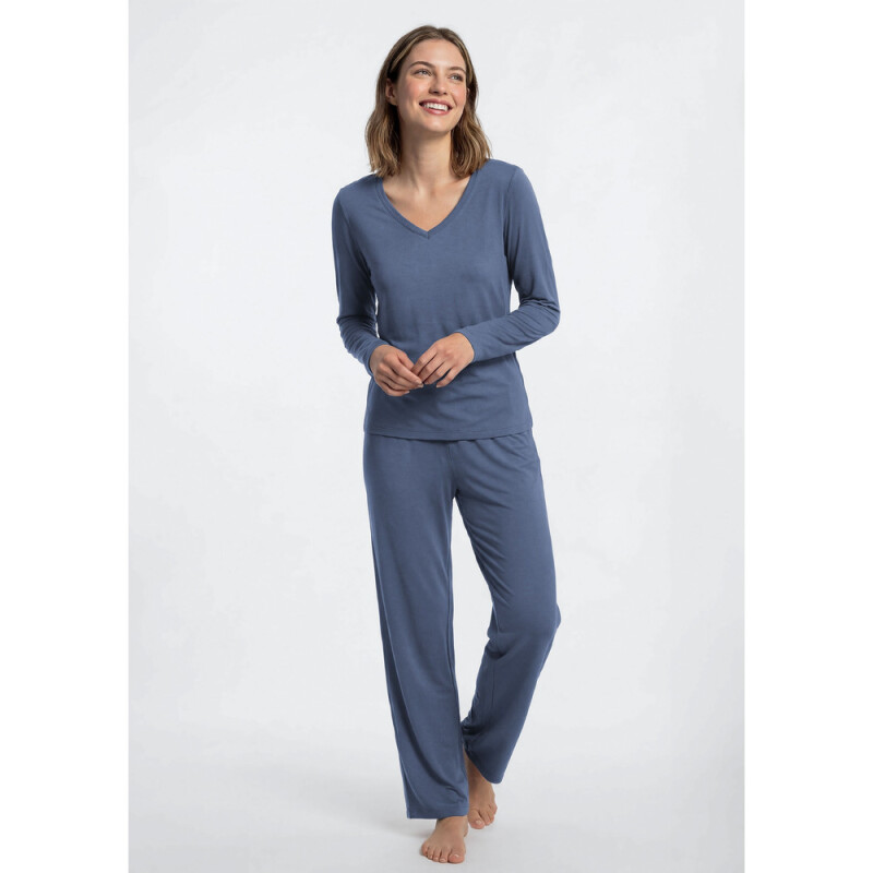 PIJAMA ML FEM AZUL MEDIO