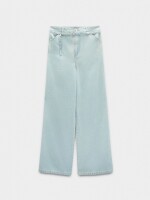 Pantalón Vaquero Recto Con Cinturón azul