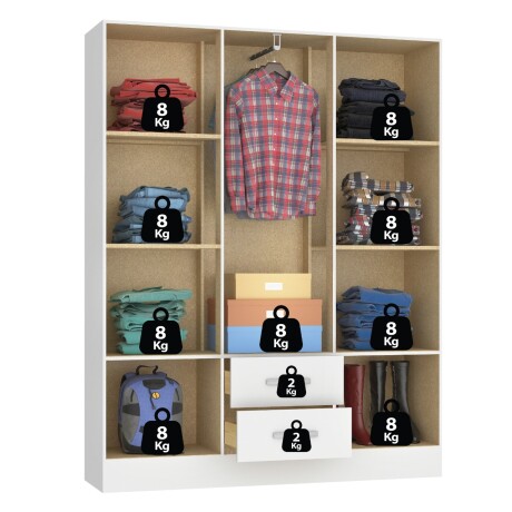 ROPERO 6 PUERTAS 2 CAJONES GUARDARROPA ARMARIO PLACARD CLOSET BLANCO