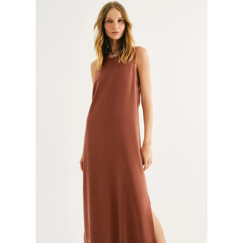 VESTIDO FEM MARROM MEDIO