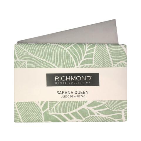 Juego Sábanas Queen Size Richmond House Estampada 100% Microfibra 309-2 HOJAS VERDE