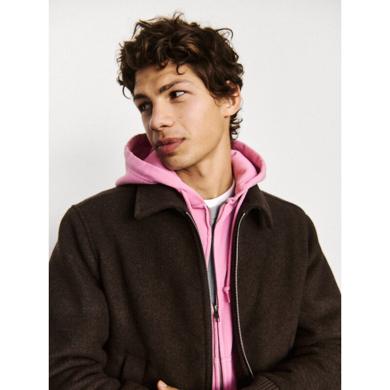 WOOL BOMBER BROWN HEATHER