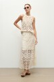 Top halter tejido crochet beige claro