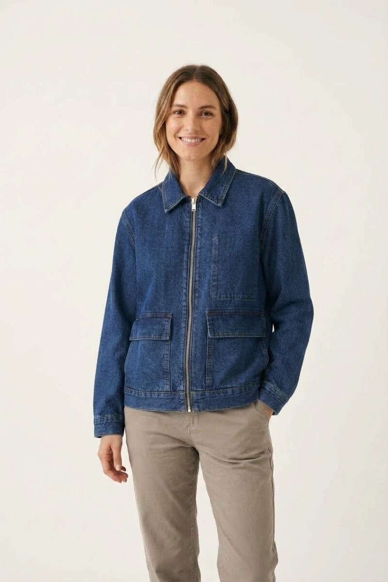 Campera denim con cierre JEAN OSCURO