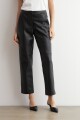 Pantalon recto eco cuero negro