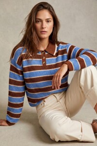 Sweater Polo Rayado Azul