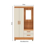 ROPERO - 2 PUERTAS 2 CAJONES CON ESPEJO BLANCO OFF WHITE