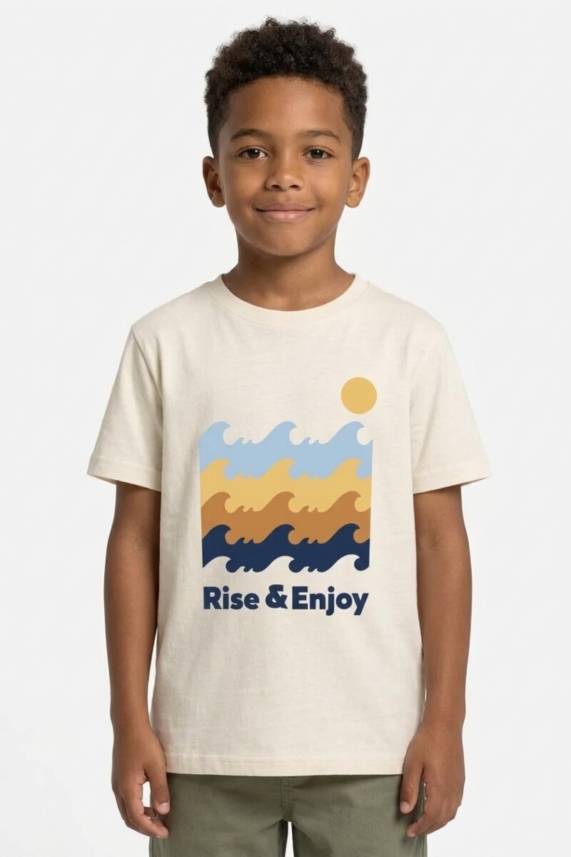 Remera m/c estampada Rise & Enjoy CRUDO