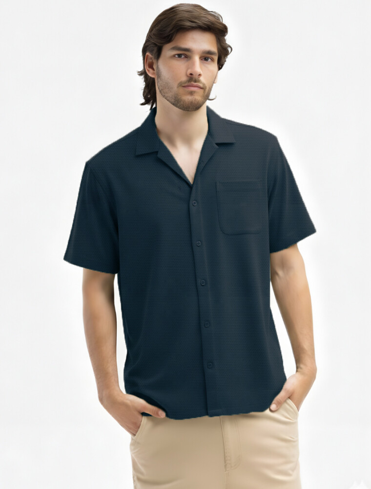 Camisa Algodón Pique Santorini Marino