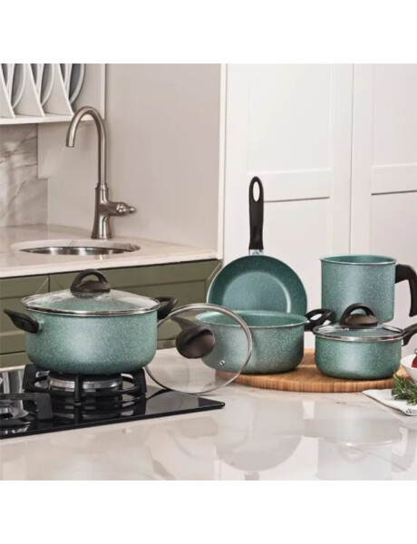 BATERIA DE COCINA 5PZS ALUMINIO LIFE SUPREMA VERDE BATERIA DE COCINA 5PZS ALUMINIO LIFE SUPREMA VERDE