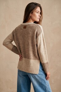 Sweater Combinado Beige Melange
