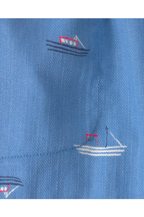 Short de sarga, azul, diseño barcos Sin color