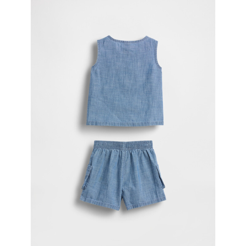 MFD SL HENLEY CARGO SHORT SET MEDIUM WASH