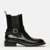 Bota caña media York en efecto cuero Negro