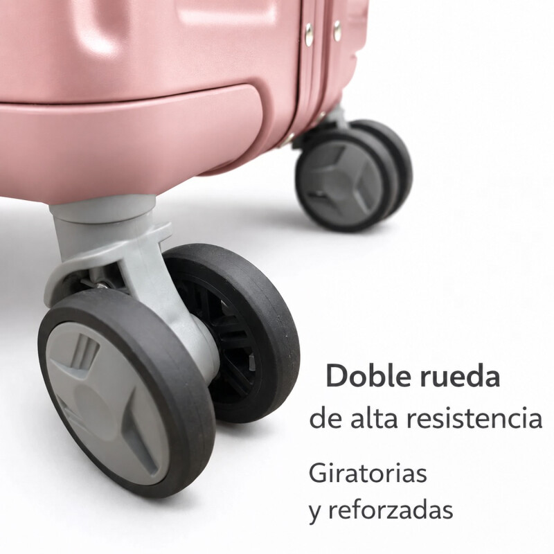 Set de Valijas Rígidas x3 con Ruedas 360° – Equipaje de Viaje Rosada
