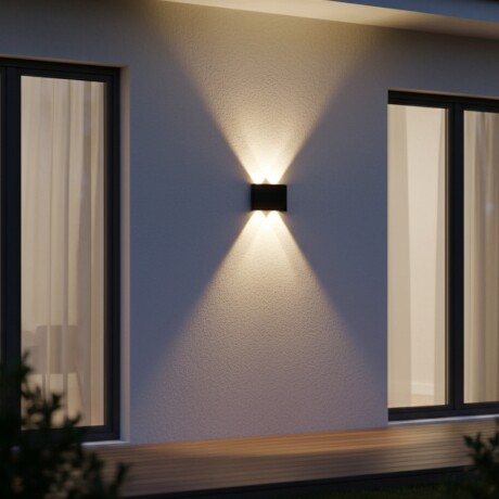 ARTEFACTO EXTERIOR BOLSANO PARA ADOSAR EN PARED BIDIRECCIONAL 4w Arefacto Exterior LED Bolsano Para Adosar Bidireccional 4W Negro