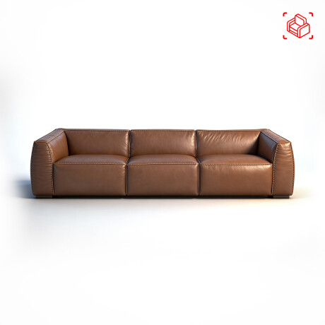 SOFÁ 4 CUERPOS CUERO MARRON TUFA CAMEL