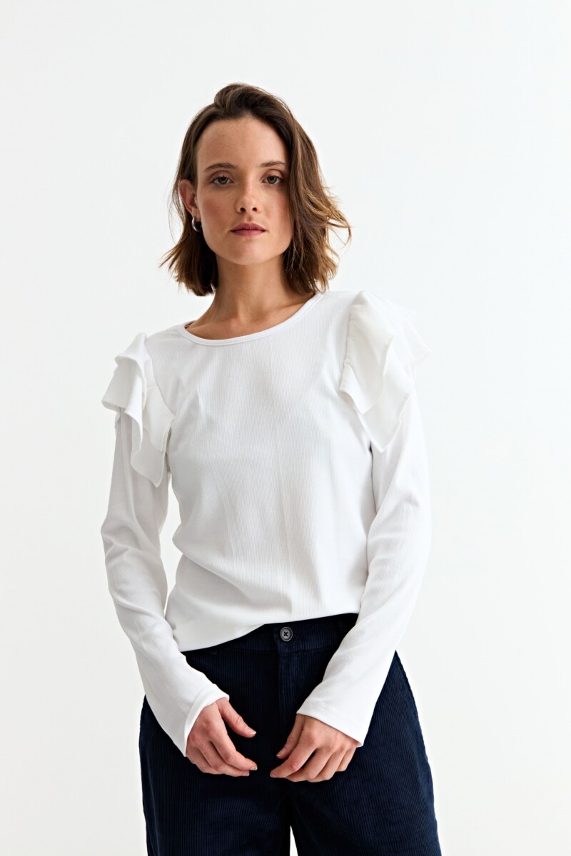 Remera m/l con volados en hombro CRUDO