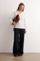 Camisa bordada y calada blanco